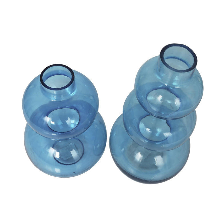 BLUE GLASS BUBBLE DECORATIVE VASE | VASES