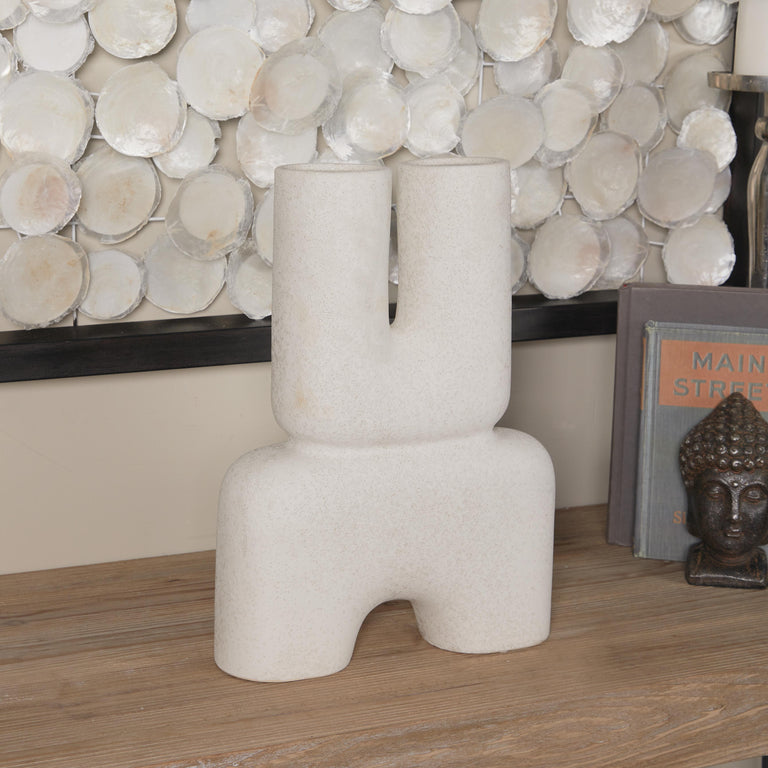 WHITE CERAMIC ABSTRACT U VASE | VASES