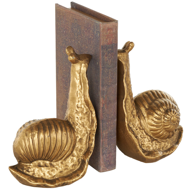 GOLDEN SNAIL BOOKENDS | OBJECTS