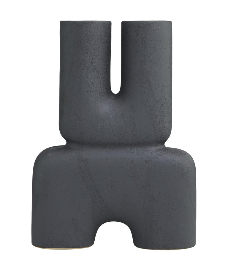 BLACK CERAMIC ABSTRACT U VASE | VASES