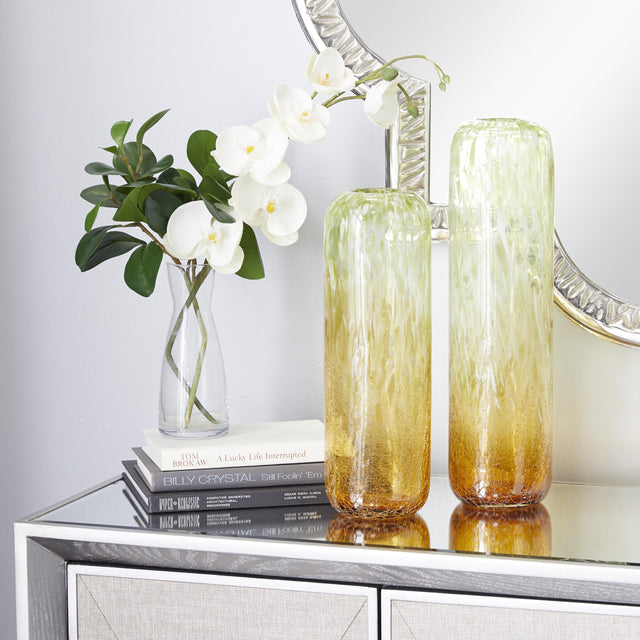 GOLDEN GLASS HANDMADE BLOWN DECORATIVE VASE WITH OMBRE EFFECT | VASES
