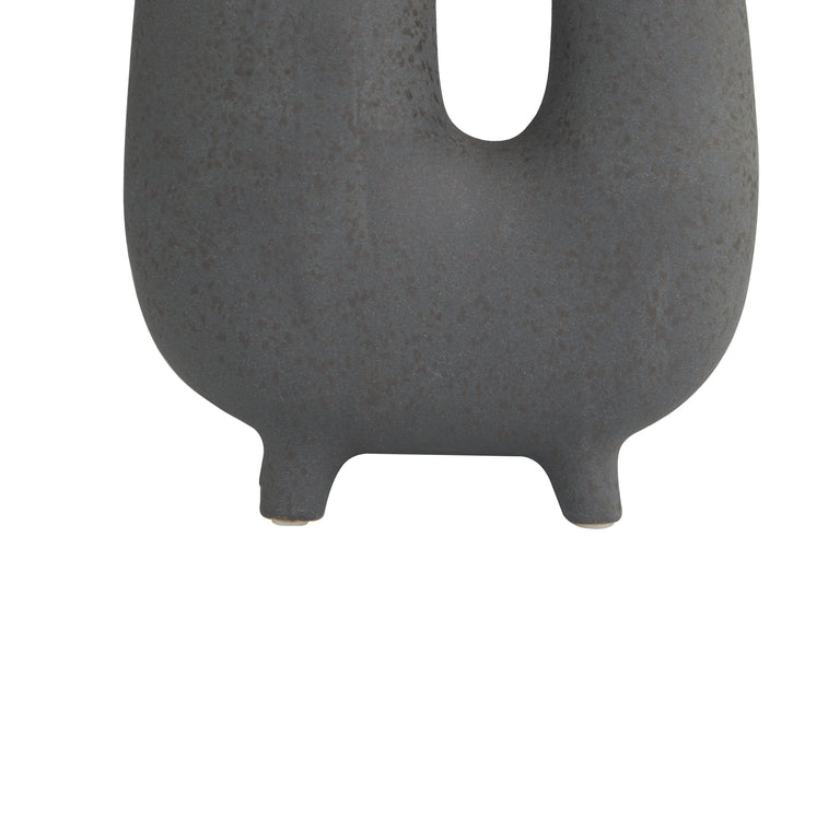 CERAMIC CHARCOAL U VASE | VASES