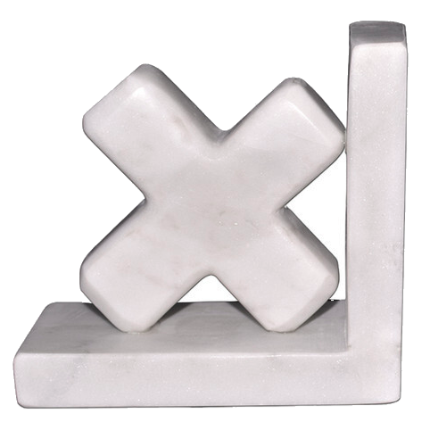 WHITE MARBLE X & O BOOKENDS | OBJECTS