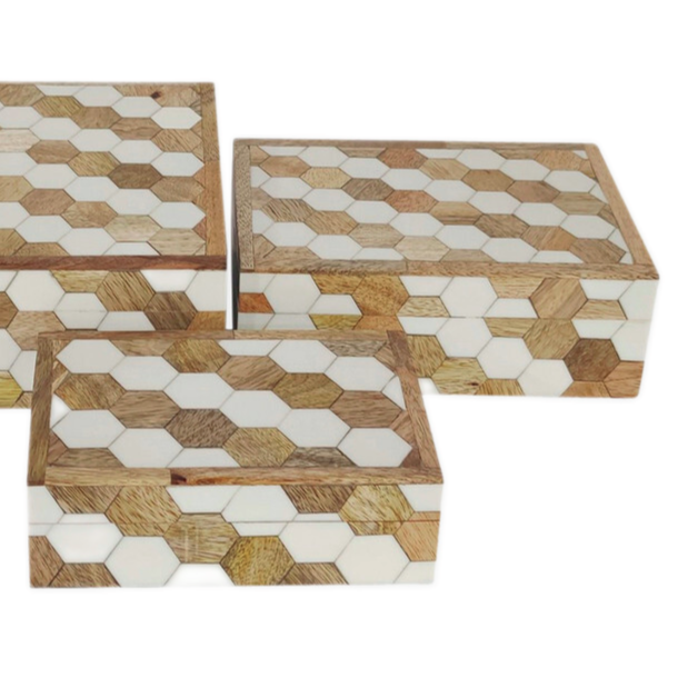 WHITE HEXAGON INLAY BOXES | OBJECTS