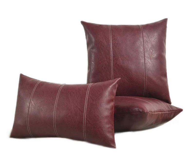 STITCHED VEGAN LEATHER PILLOW | PILLOWS