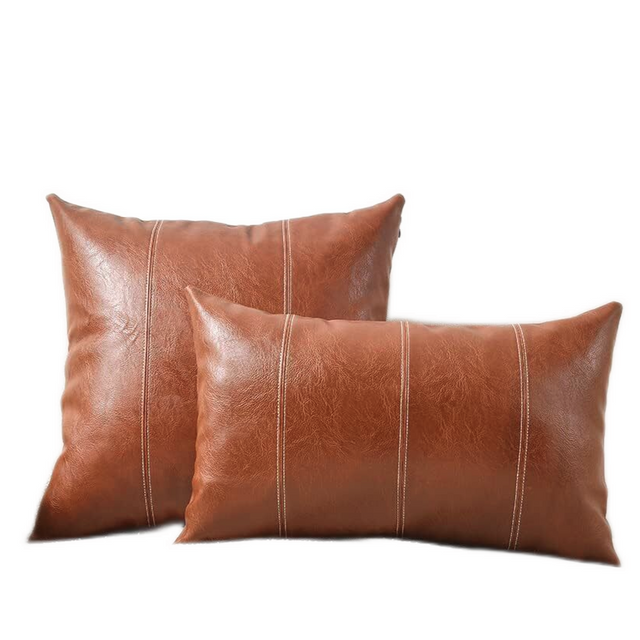 STITCHED VEGAN LEATHER PILLOW | PILLOWS