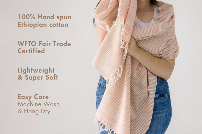 JUDITH HANDWOVEN ETHIOPIAN COTTON SHAWL | APPAREL