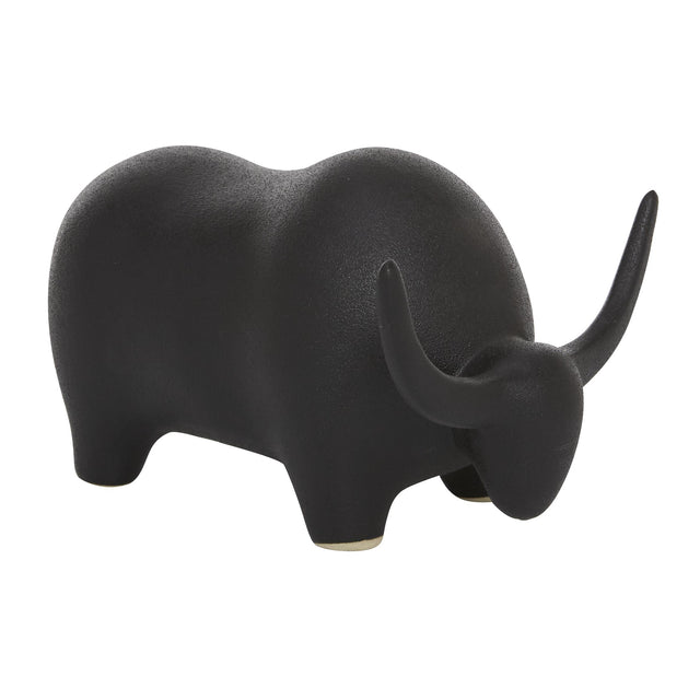 BLACK CERAMIC BULL | FIGURINE