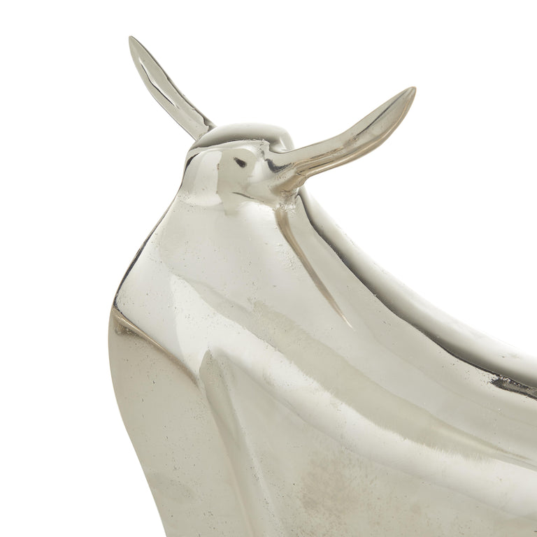 POLISHED SILVER ALUMINUM BULLS | FIGURINE