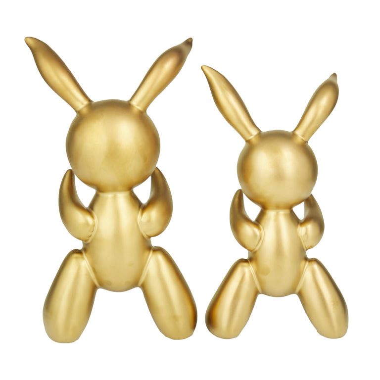 GOLD CERAMIC BALLOOM RABBITS | FIGURINE