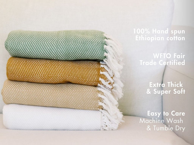 MECHOT HANDWOVEN ETHIOPIAN COTTON THROW BLANKET | THROWS