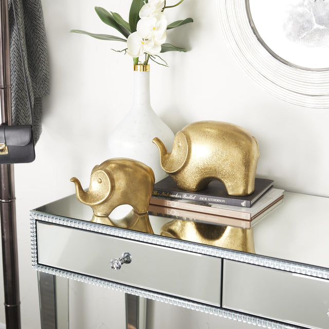 ELEPHANT GOLD CERAMIC DECORATIVE SCULPTURE | FIGURINE
