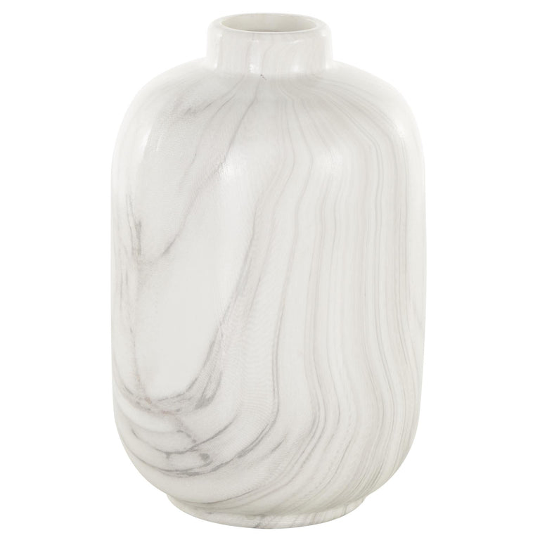 WHITE MARBLED CERAMIC BUD VASES | VASES