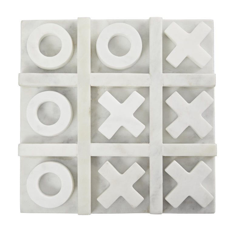 WHITE MARBLE TIC TAC TOE GAME SET | OBJECTS