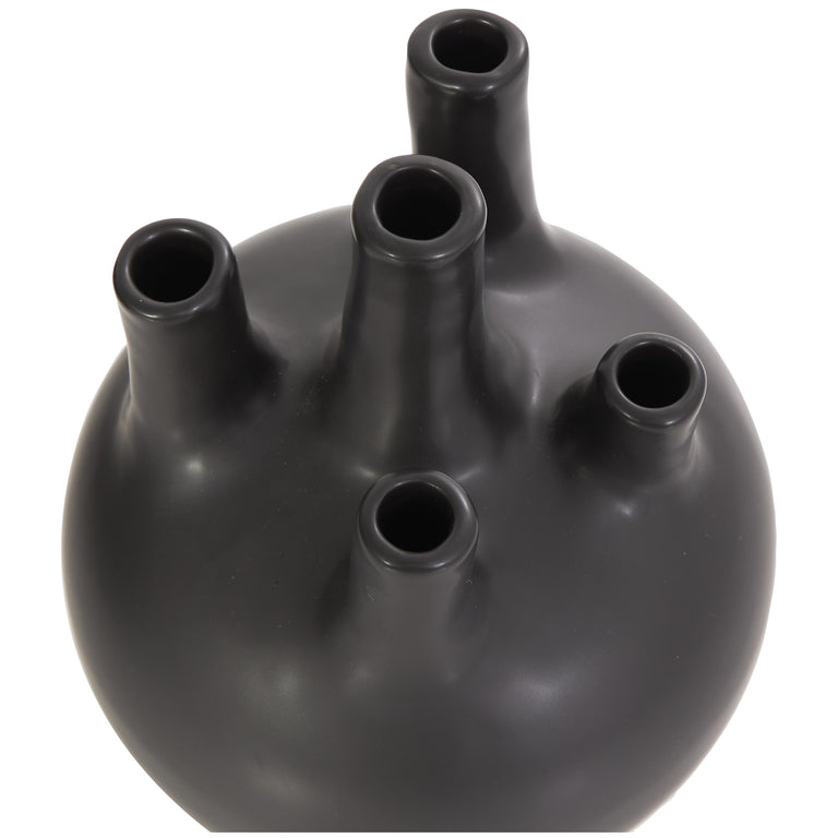 BLACK CERAMIC BIOMOPHIC BUD VASES | VASES