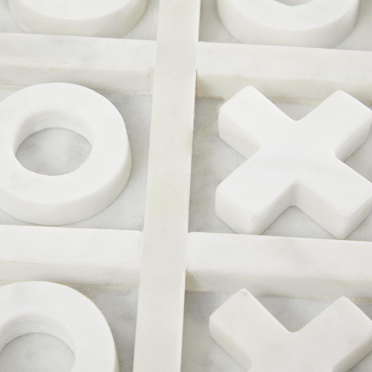 WHITE MARBLE TIC TAC TOE GAME SET | OBJECTS