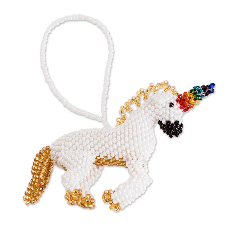 GLASS BEADED UNICORN ORNAMENT (GUATEMALA)