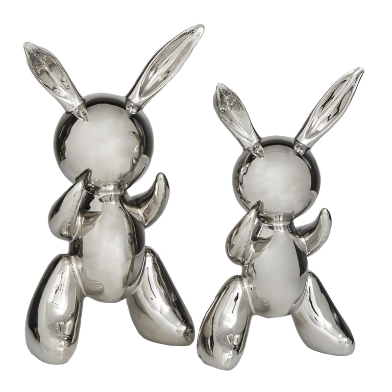 SILVER CERAMIC BALLOOM RABBITS