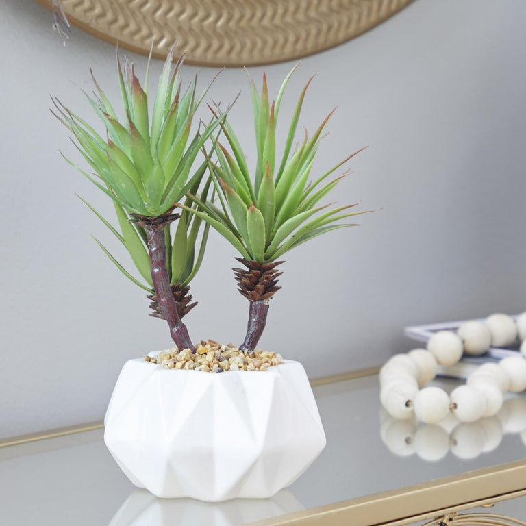 FAUX AGAVE IN WHITE POT | FLORA