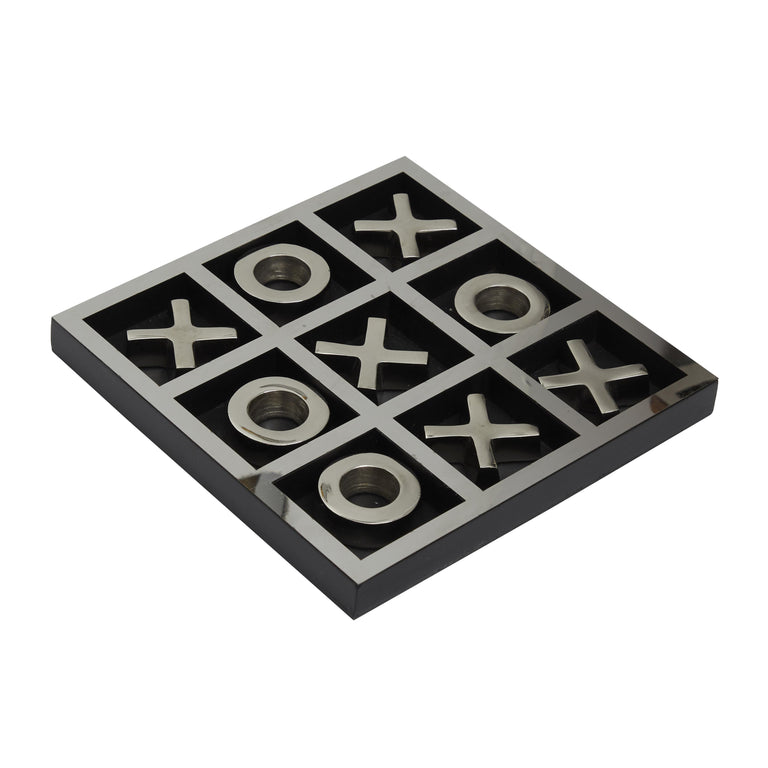 TIC TAC TOE ALUMINUM METAL HOME DECOR GAME SET WITH BLACK FRAME | OBJECTS