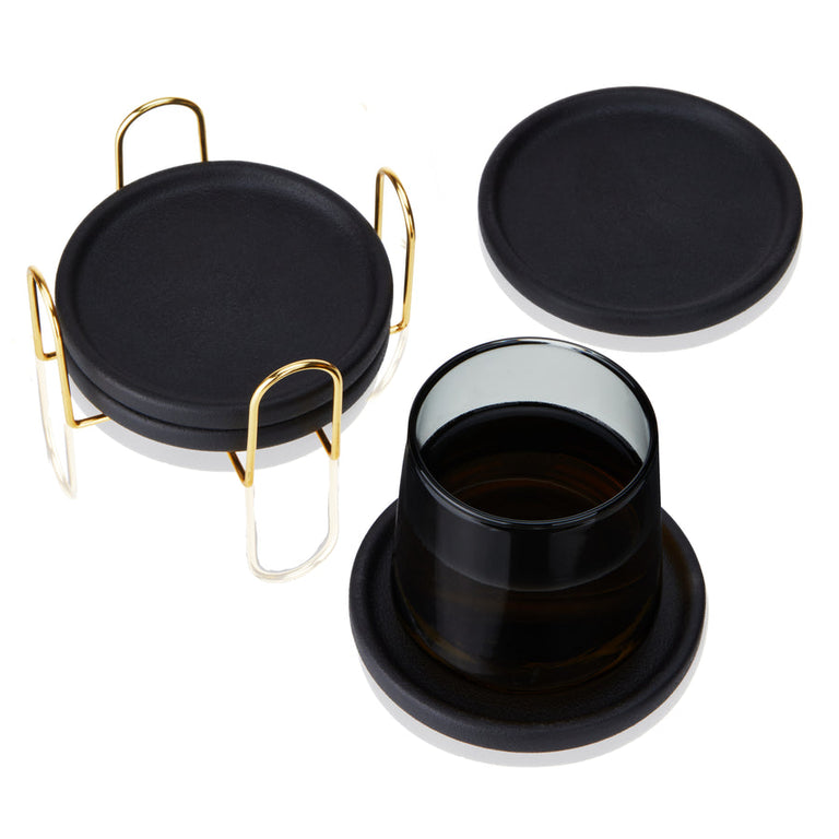 BLACK EARTHENWARE COASTERS