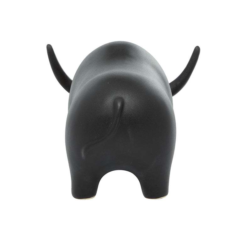 BLACK CERAMIC BULL | FIGURINE