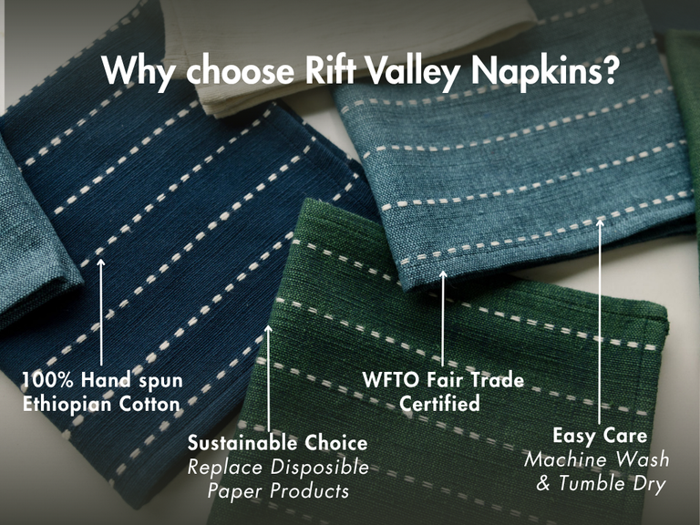 RIFT VALLEY HANDWOVEN ETHIOPIAN COTTON COCKTAIL NAPKINS | SET OF 2 | ENTERTAINING