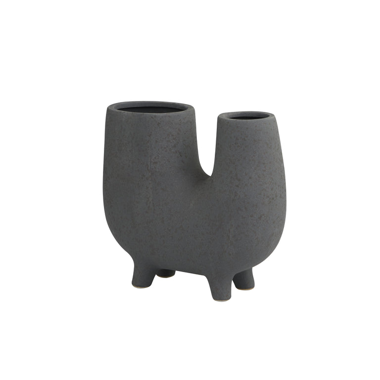 CERAMIC CHARCOAL U VASE | VASES