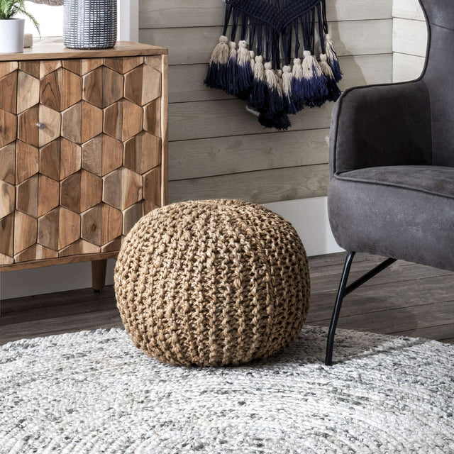 CROY KNITTED JUTE POUF