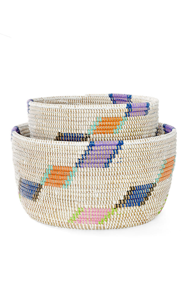 SET OF TWO DIAGONAL DIAMOND NESTING STORAGE BASKETS