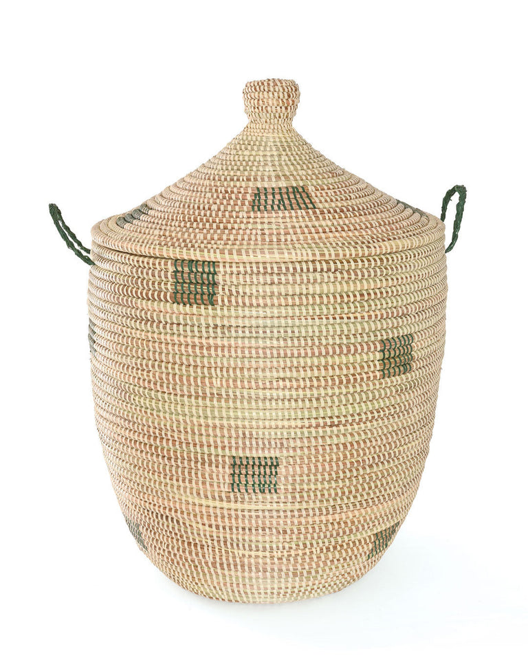 SAGE & CREAM PATTERNED BASKETS (SENEGAL)