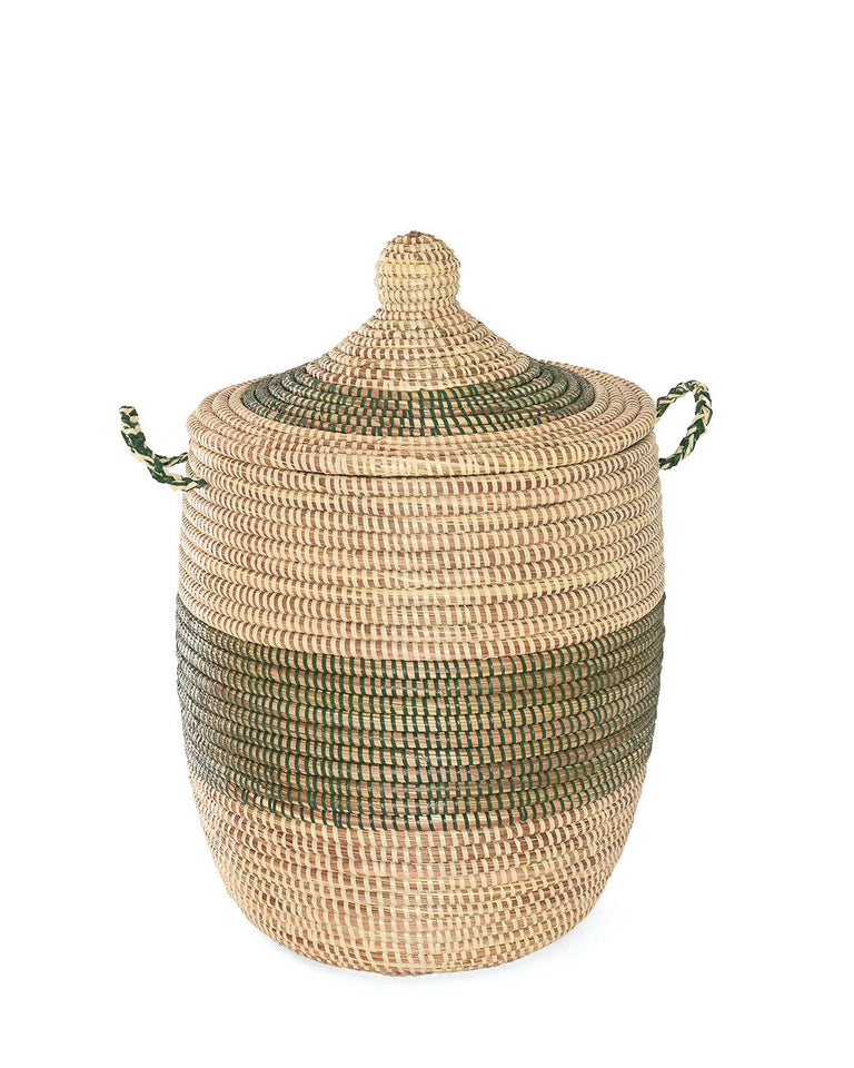 SAGE & CREAM PATTERNED BASKETS (SENEGAL)