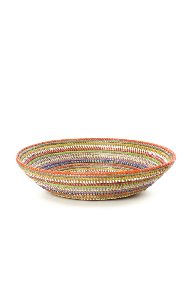 14" RAINBOW STRIPE SENEGALESE GRAIN BASKET