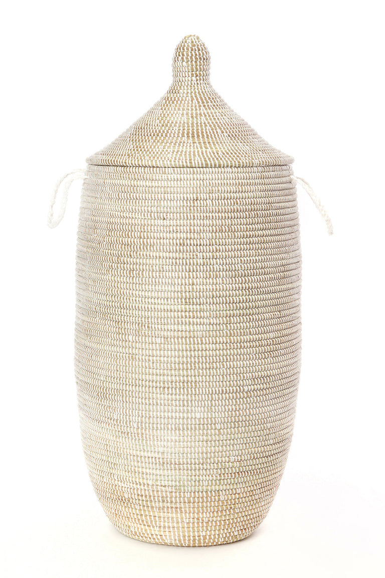 WHITE LAUREL BASKET 30"  (SENEGAL)