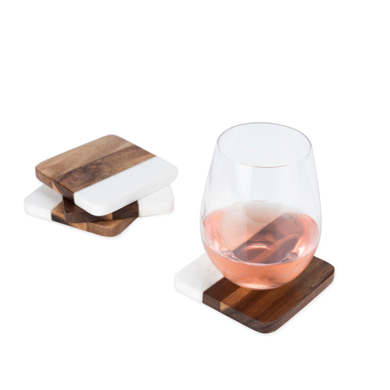 MARBLE & ACACIA COASTERS
