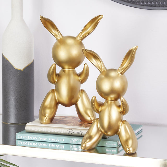 GOLD CERAMIC BALLOOM RABBITS | FIGURINE