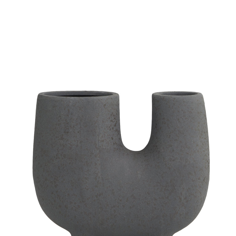 CERAMIC CHARCOAL U VASE | VASES