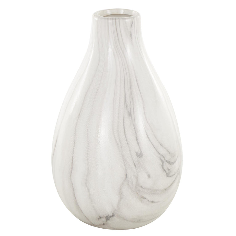 WHITE MARBLED CERAMIC BUD VASES | VASES