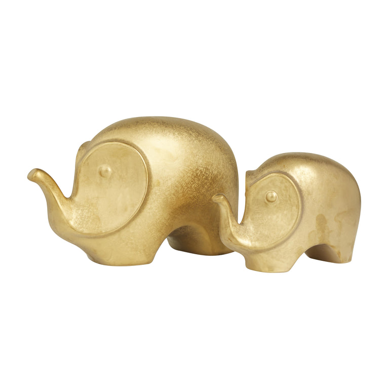 ELEPHANT GOLD CERAMIC DECORATIVE SCULPTURE | FIGURINE