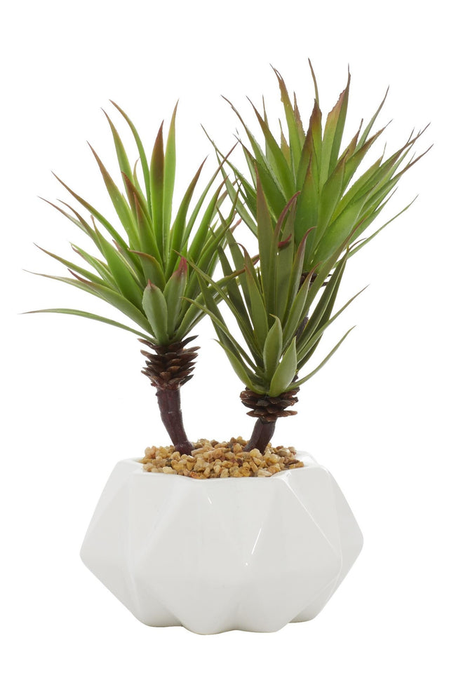 FAUX AGAVE IN WHITE POT | FLORA