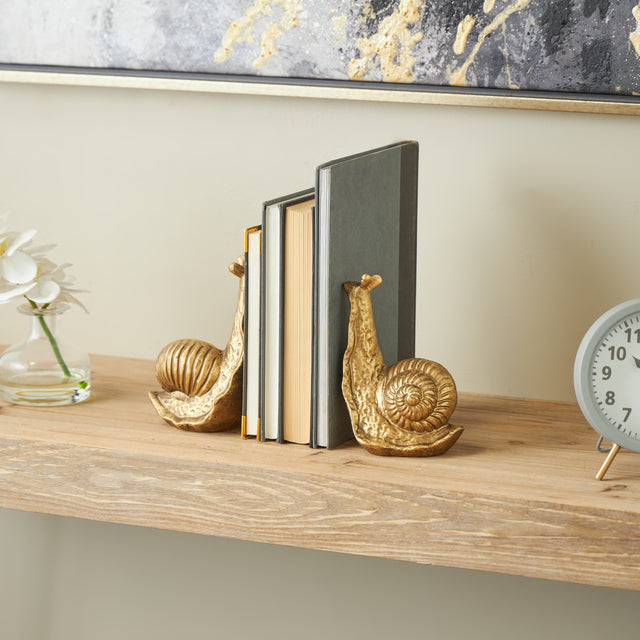 GOLDEN SNAIL BOOKENDS | OBJECTS