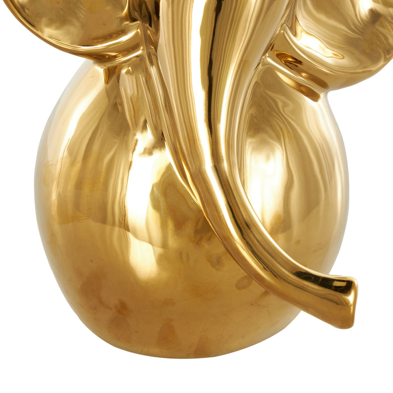 GOLD CERAMIC SHY ELEPHANT | FIGURINE