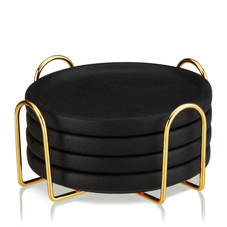 BLACK EARTHENWARE COASTERS