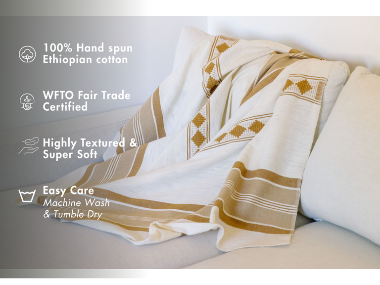 WEYRA HANDWOVEN ETHIOPIAN COTTON BEACH TOWEL | BATH