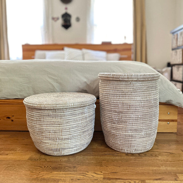 White Flat Lid Floor Basket | BASKETS