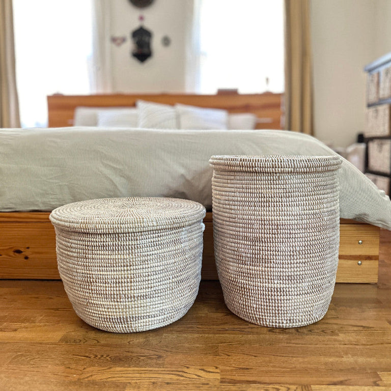 White Flat Lid Basket - Large | BASKETS