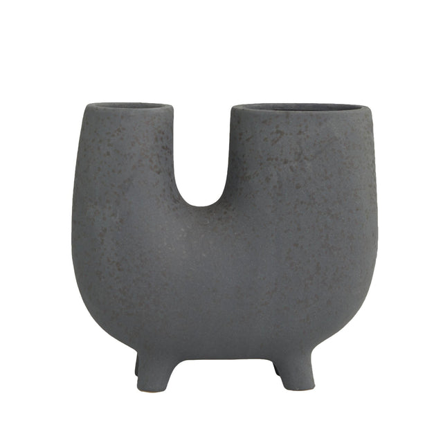 CERAMIC CHARCOAL U VASE | VASES