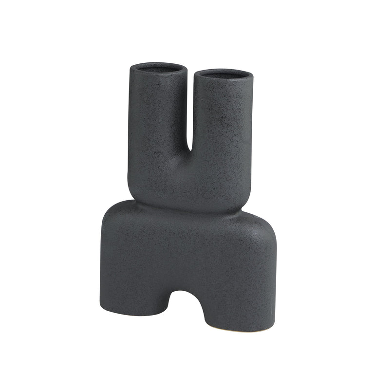 BLACK CERAMIC ABSTRACT U VASE | VASES