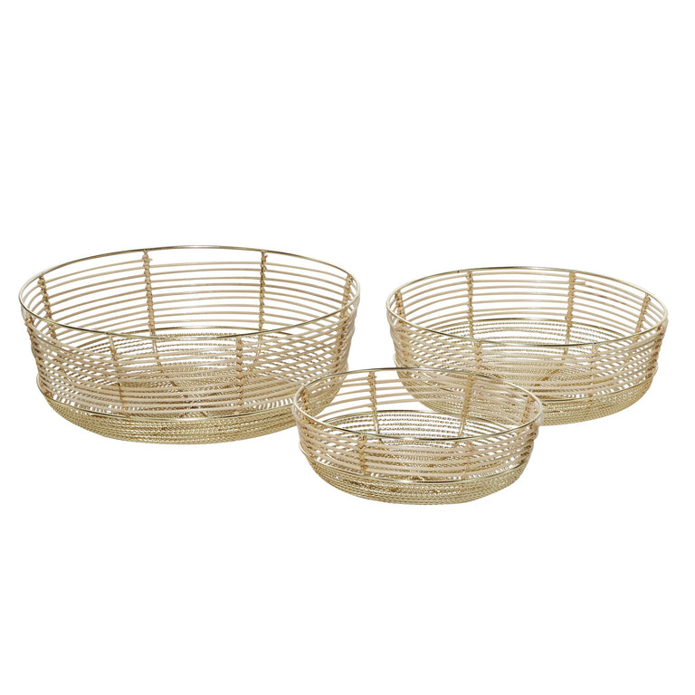 GOLD METAL WIRE LARGE DECORATIVE BOWL | OBJECTS