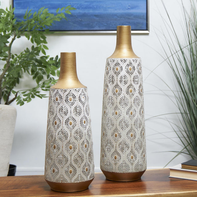 GOLDEN PEACOCK METAL VASES | VASES